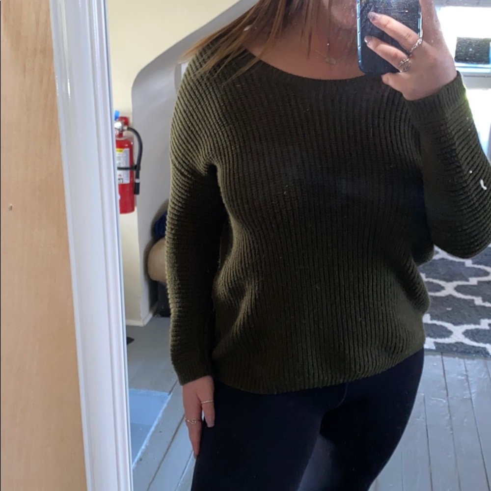 Olive green open back sweater